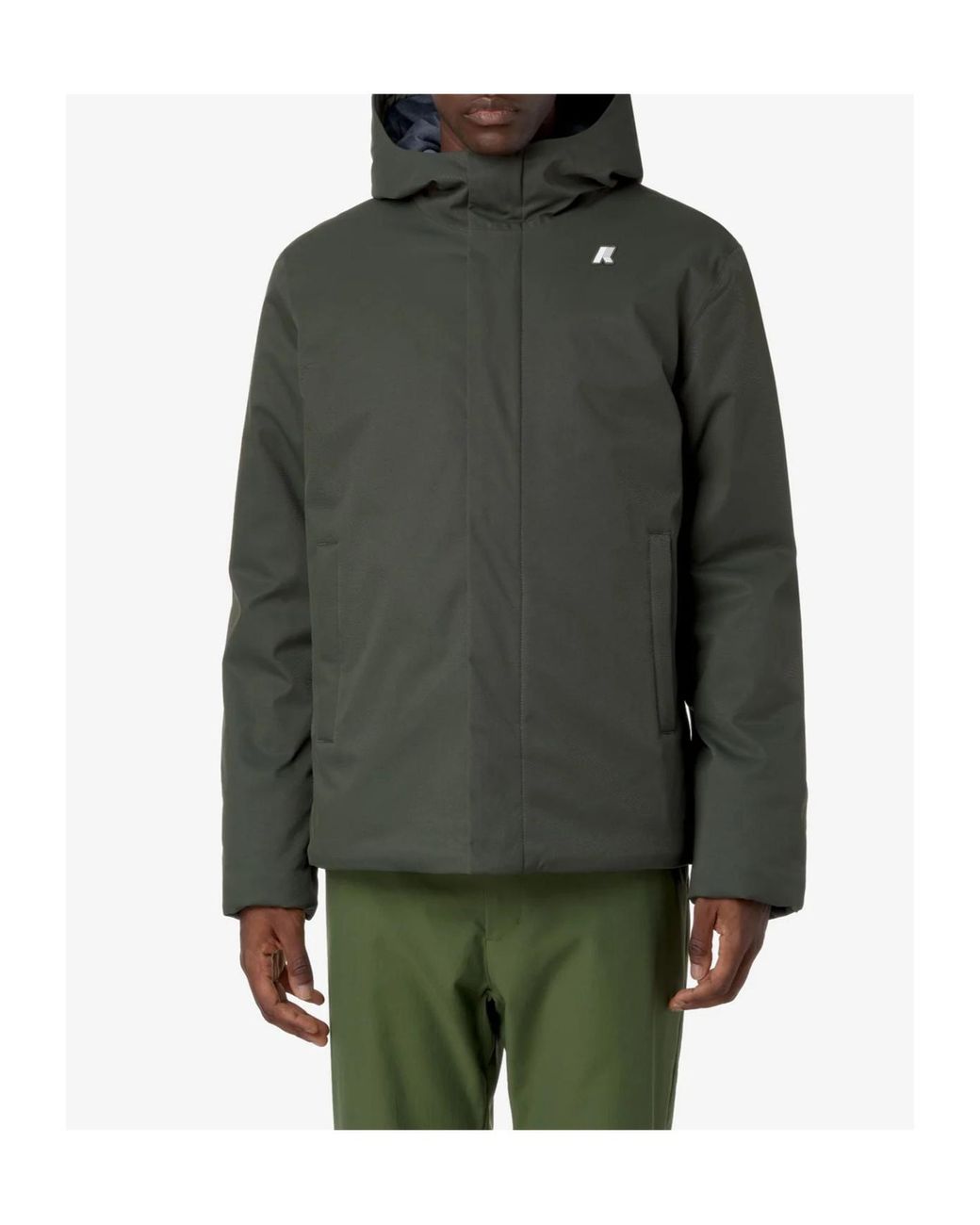 K-Way Green Logo Hooded Casual Jacket for men