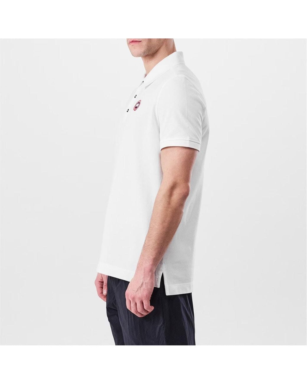 Canada Goose White Logo Crew Neck Polo Shirt for men