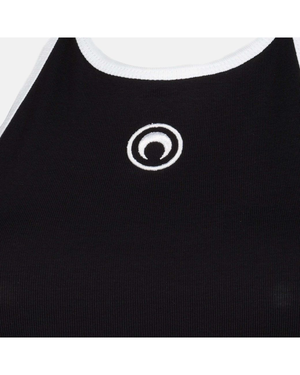 MARINE SERRE Black Moon Logo Bicolor Jersey Halter Tank Top
