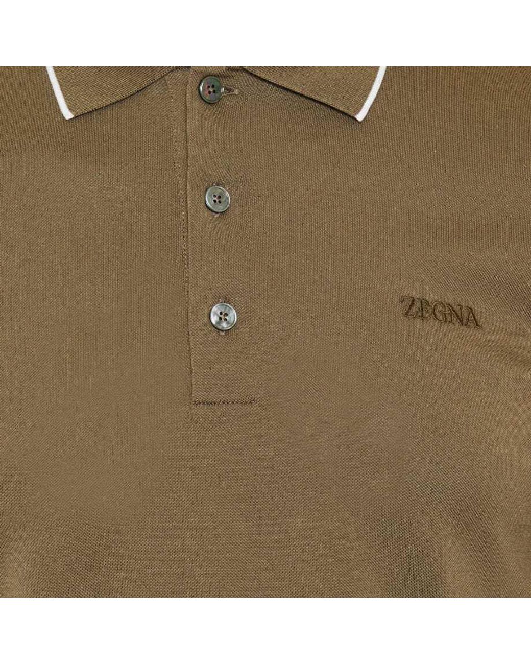 Zegna Green Short-Sleeved Polo Shirt for men