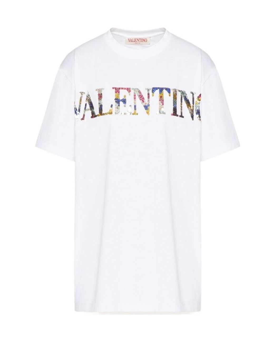 Valentino White Logo Printed Crewneck T-Shirt