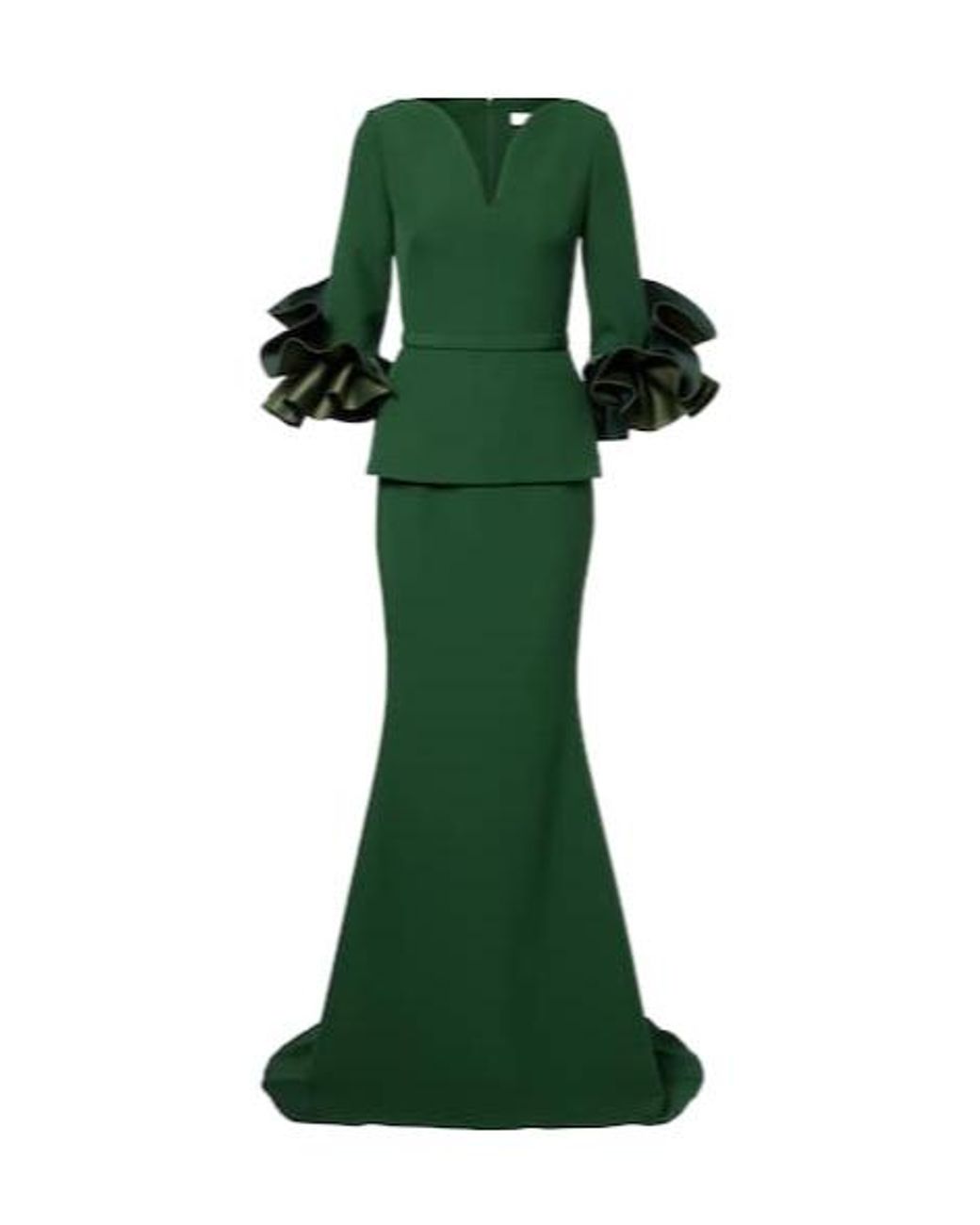 Safiyaa Green Clemenza Crepe Gown