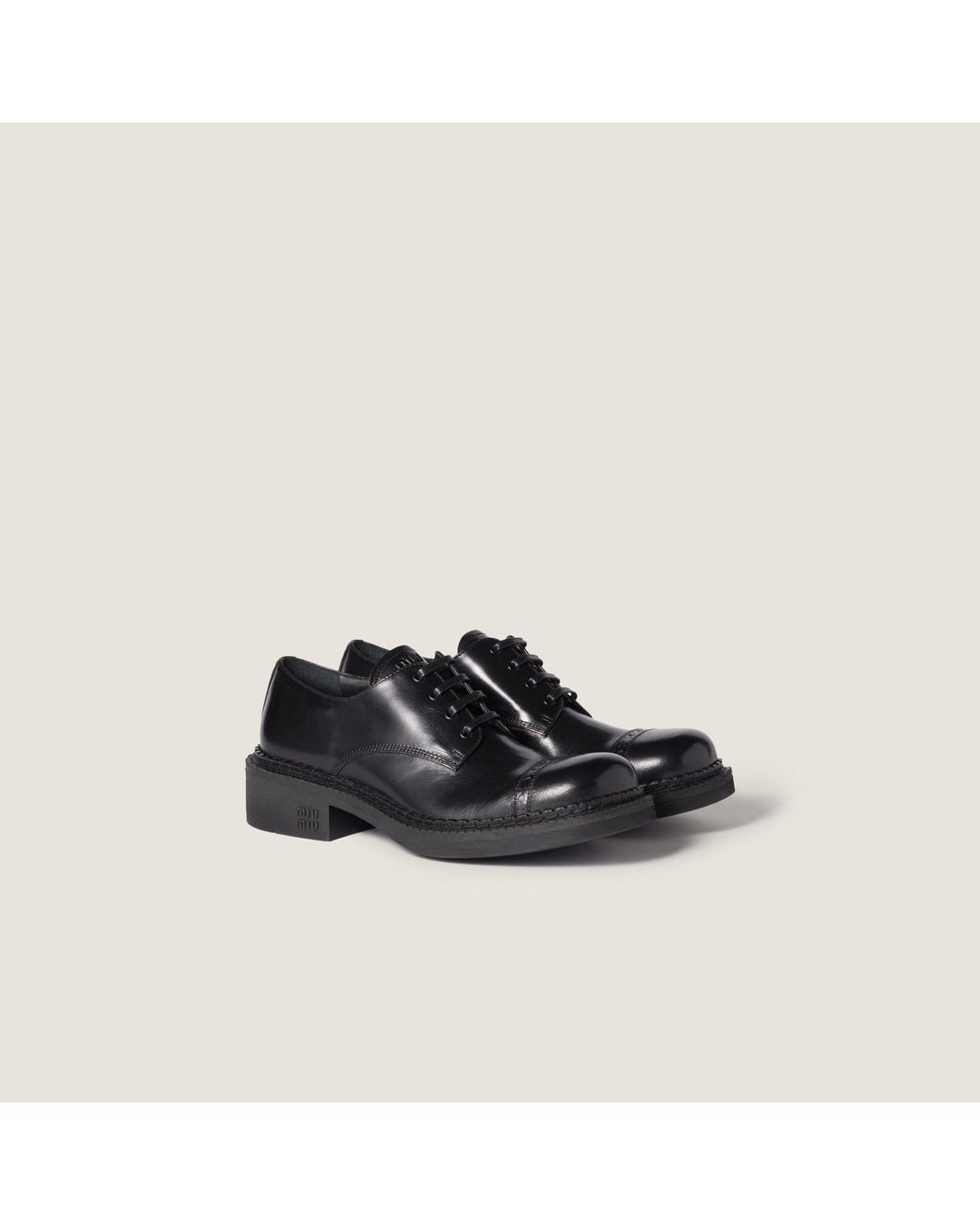 Miu Miu Black Round-Toe Brogues