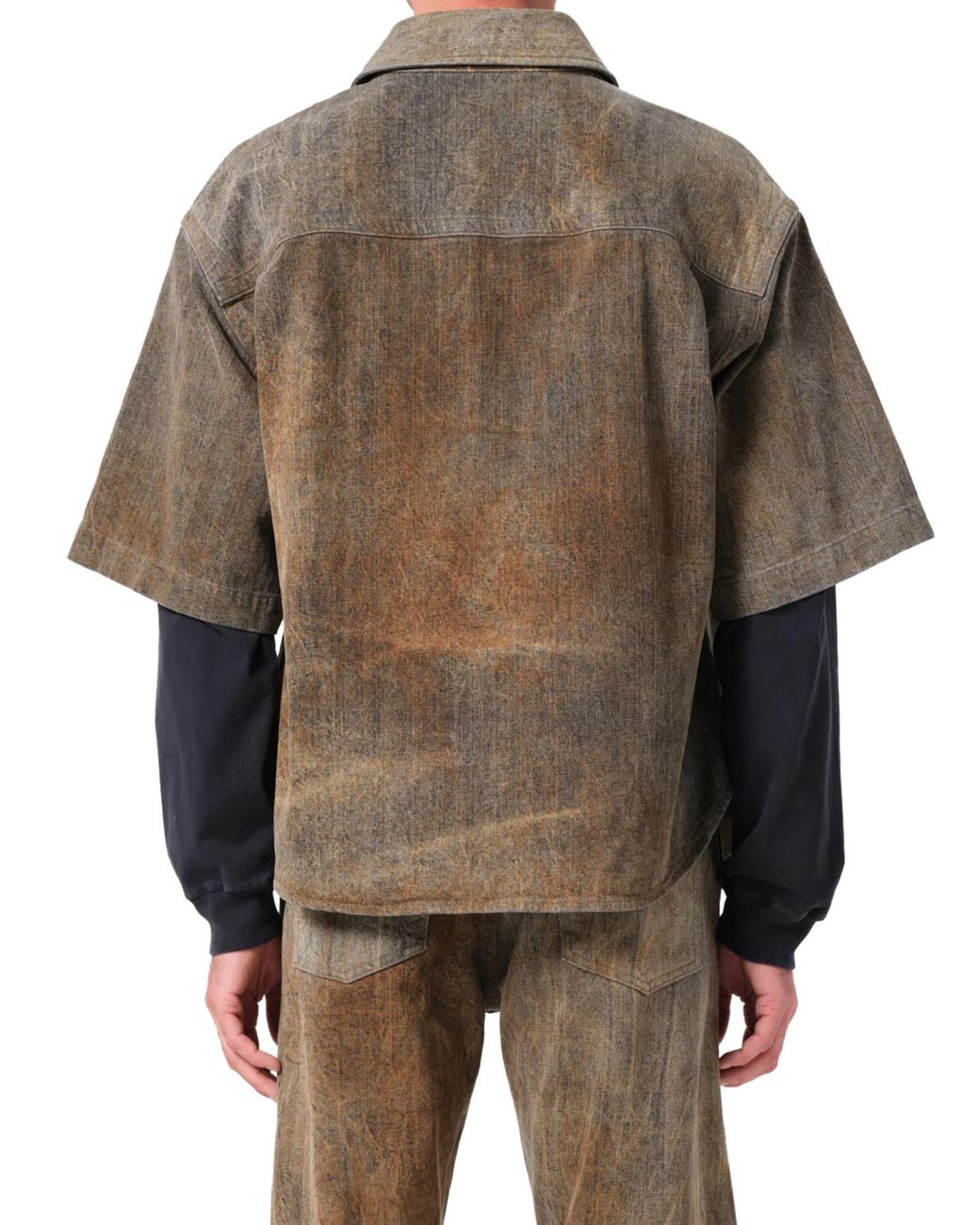 Agolde Brown Boxy Cropped Shirt With Classic Collar for men