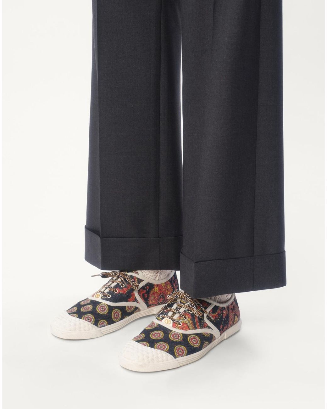 Valentino Gray Gabardine Pleated Trousers for men