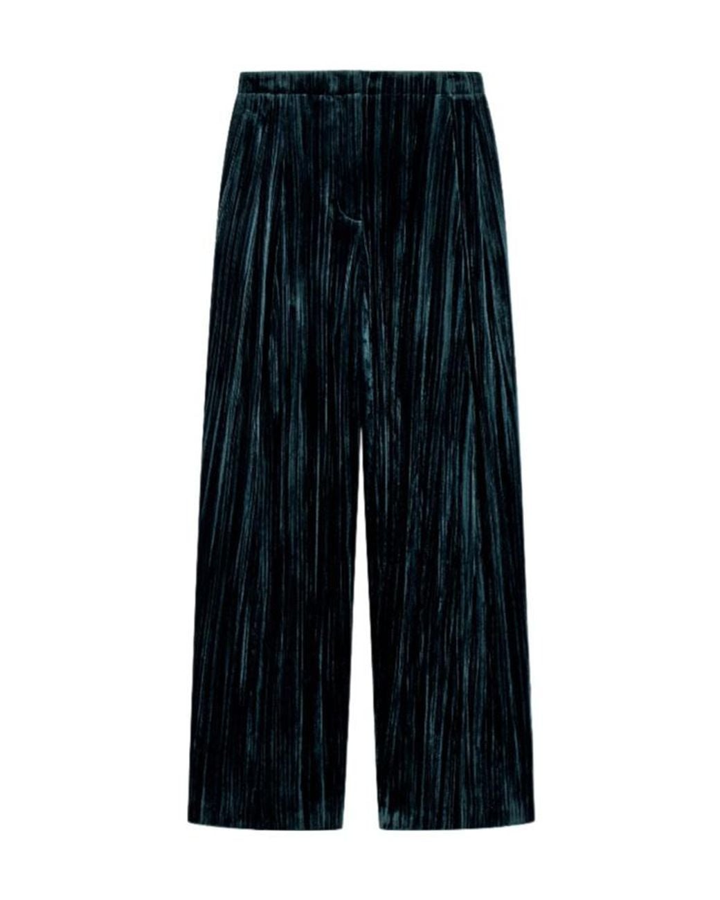 Emporio Armani Blue Textured Straight-Leg Pants