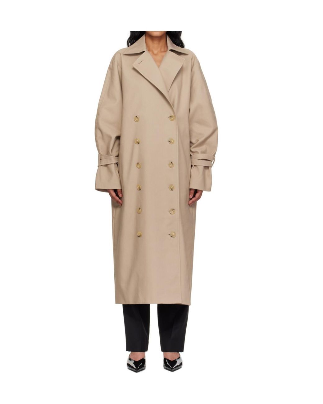 Totême Natural Totême Double-Breasted Long Sleeved Trench Coat