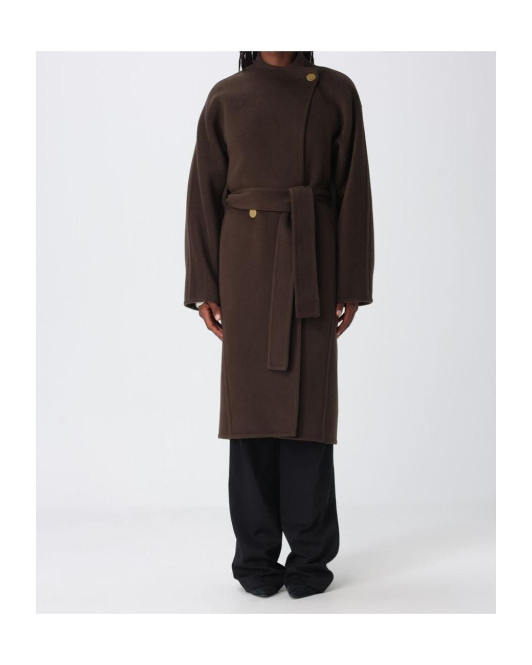 Alberta Ferretti Black Buttoned Belted Coat