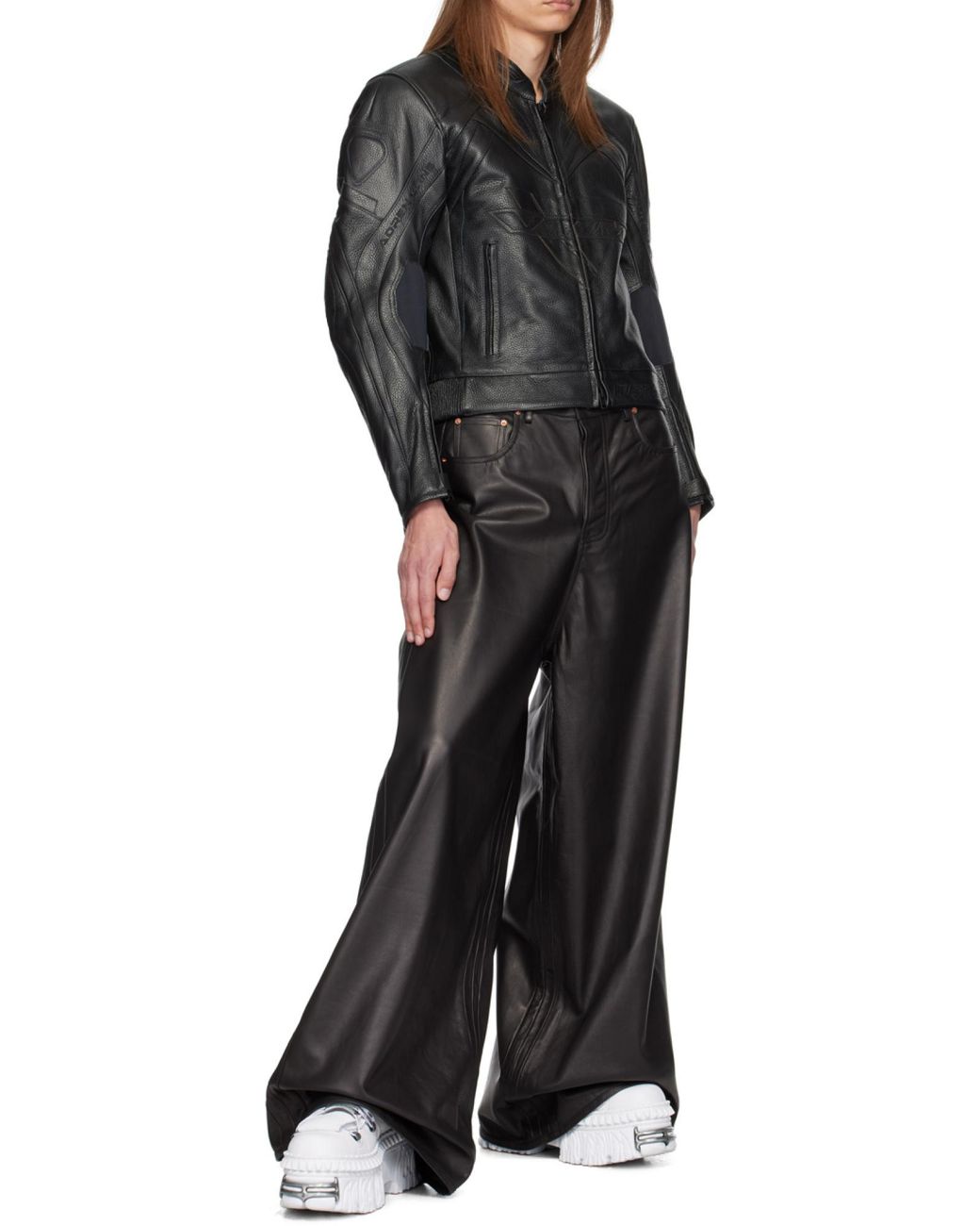 Vetements Black Patterned Leather Jacket for men