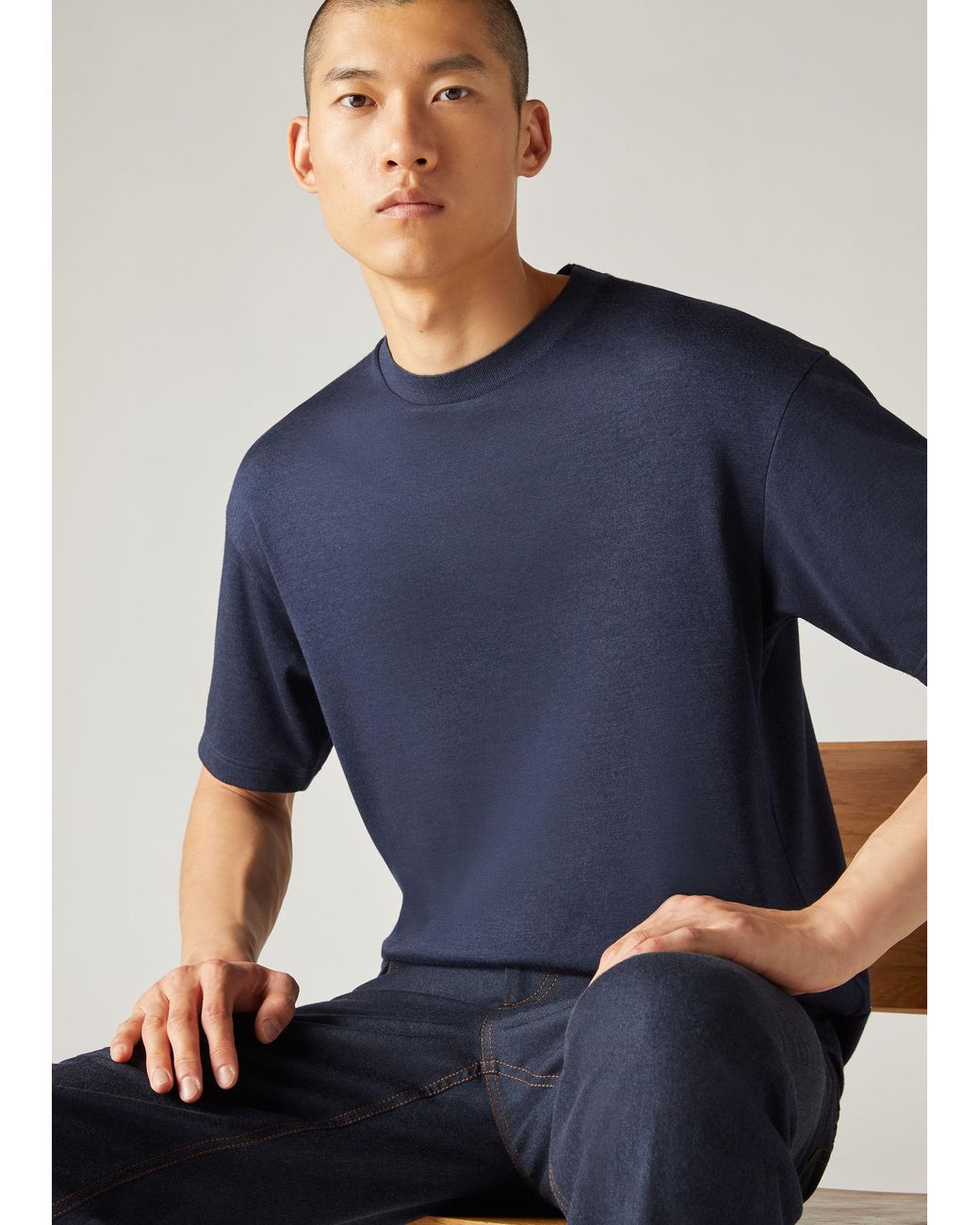 Loro Piana Blue Short-Sleeve T-Shirt for men