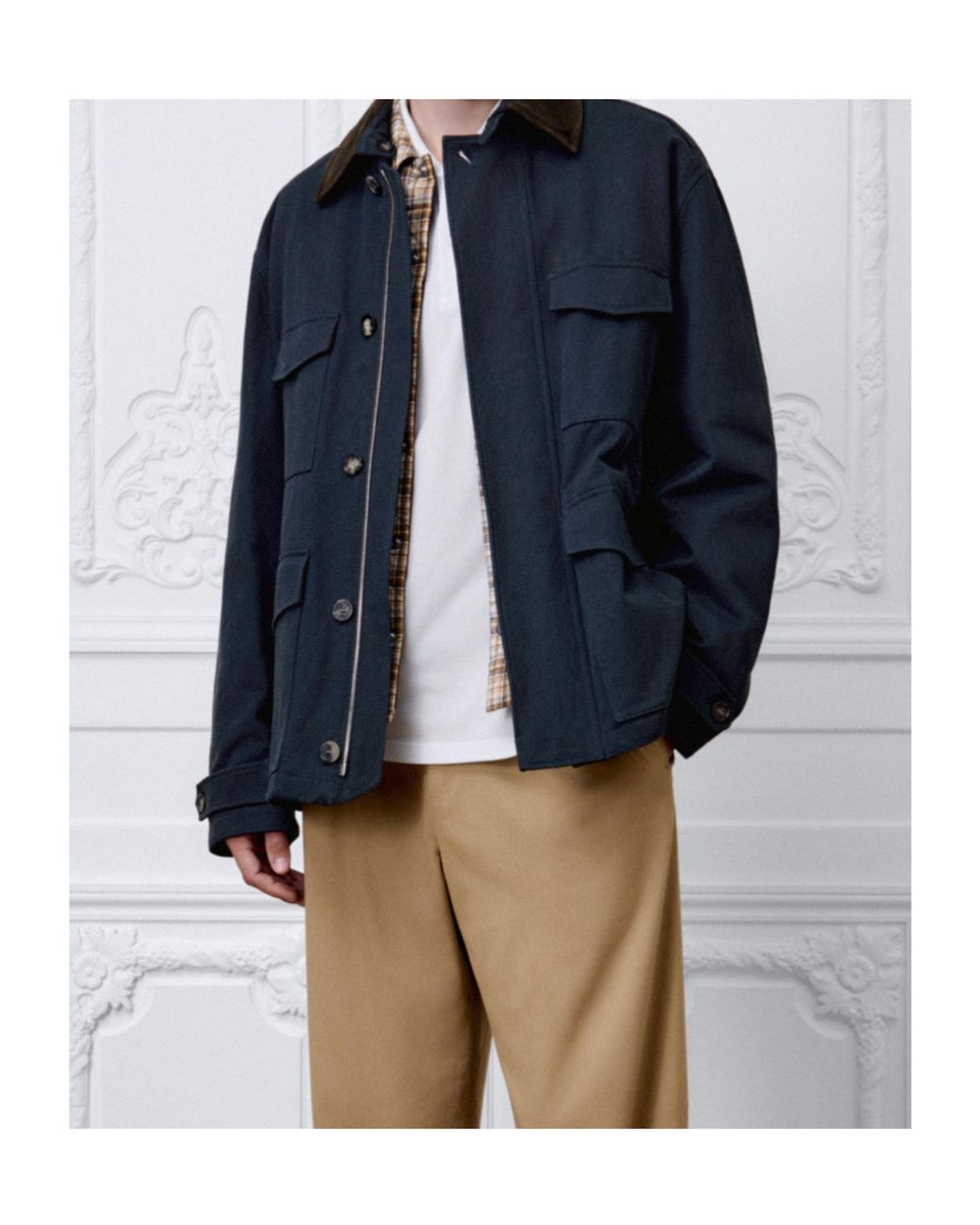 Dior Blue Homme Collared Zip-Up Jacket for men