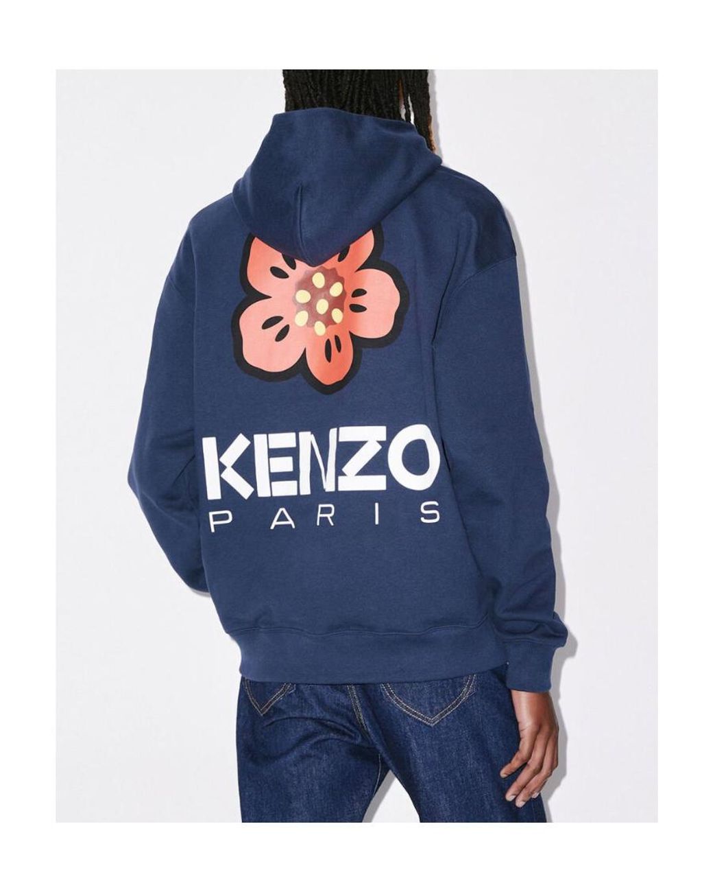 KENZO Blue Boke Flower Drop Shoulder Hoodie for men