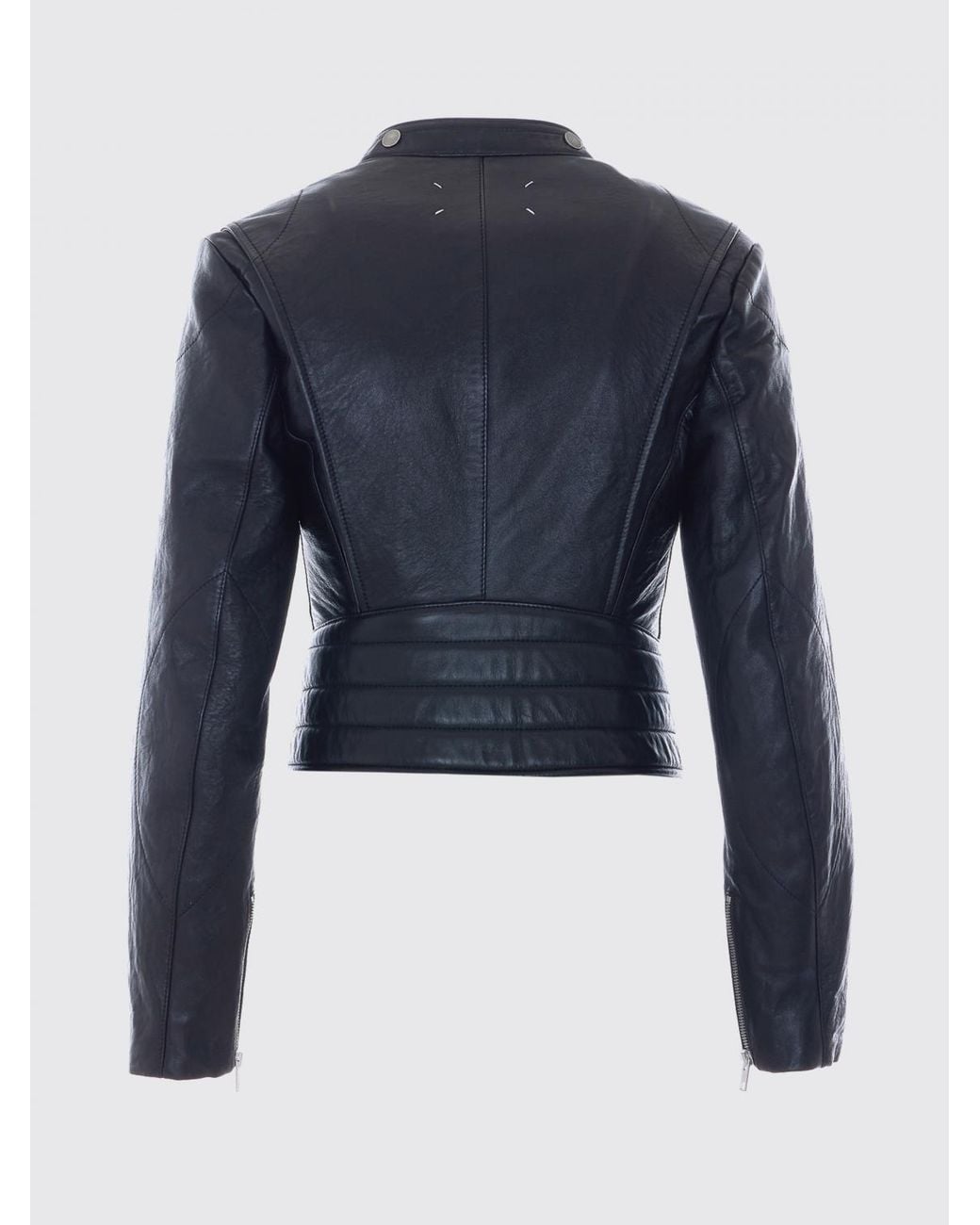 Maison Margiela Black Folded Collar Leather Jacket