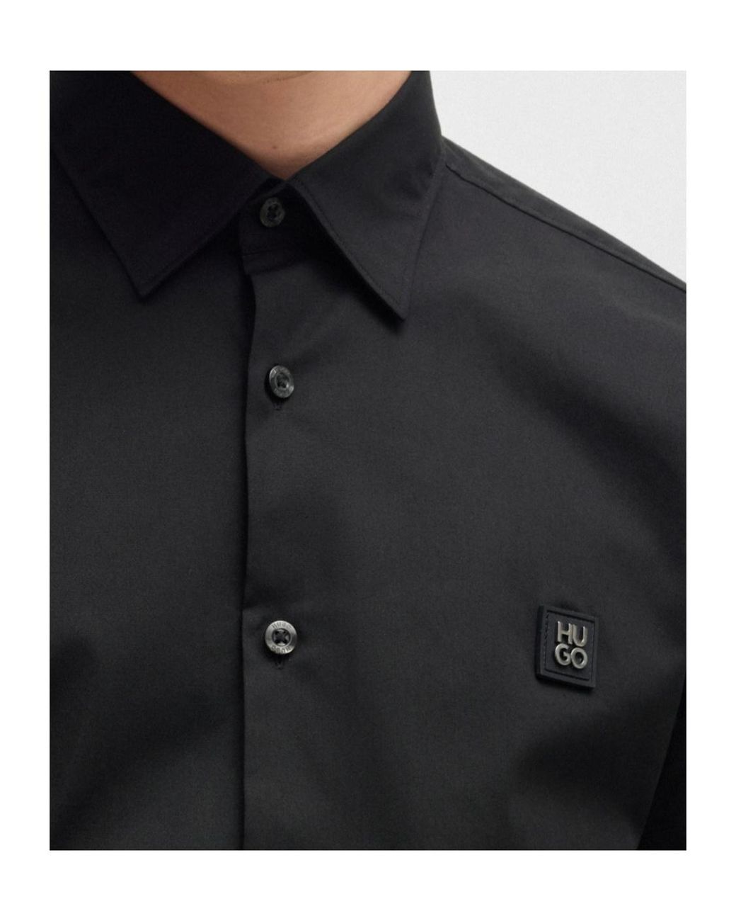 Boss Black Hugo Logo Patch Slim Fit Shirt for men