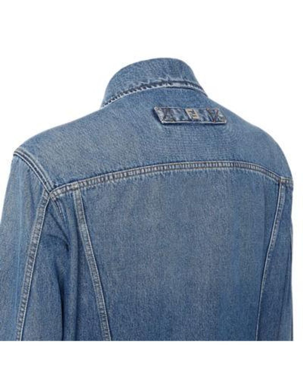 Fendi Blue Collared Button-Up Jacket for men