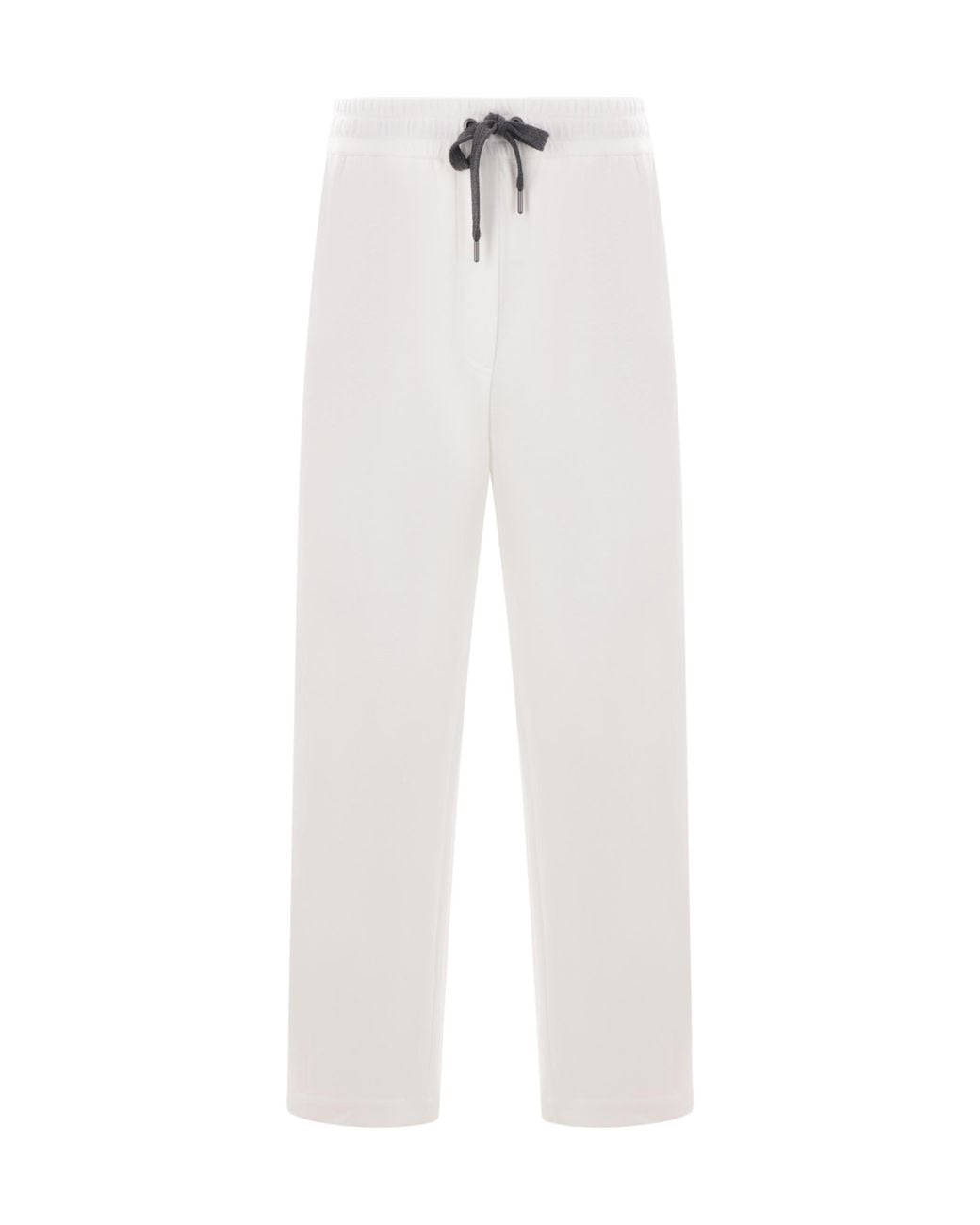 Brunello Cucinelli White Drawstring Straight-Leg Trousers