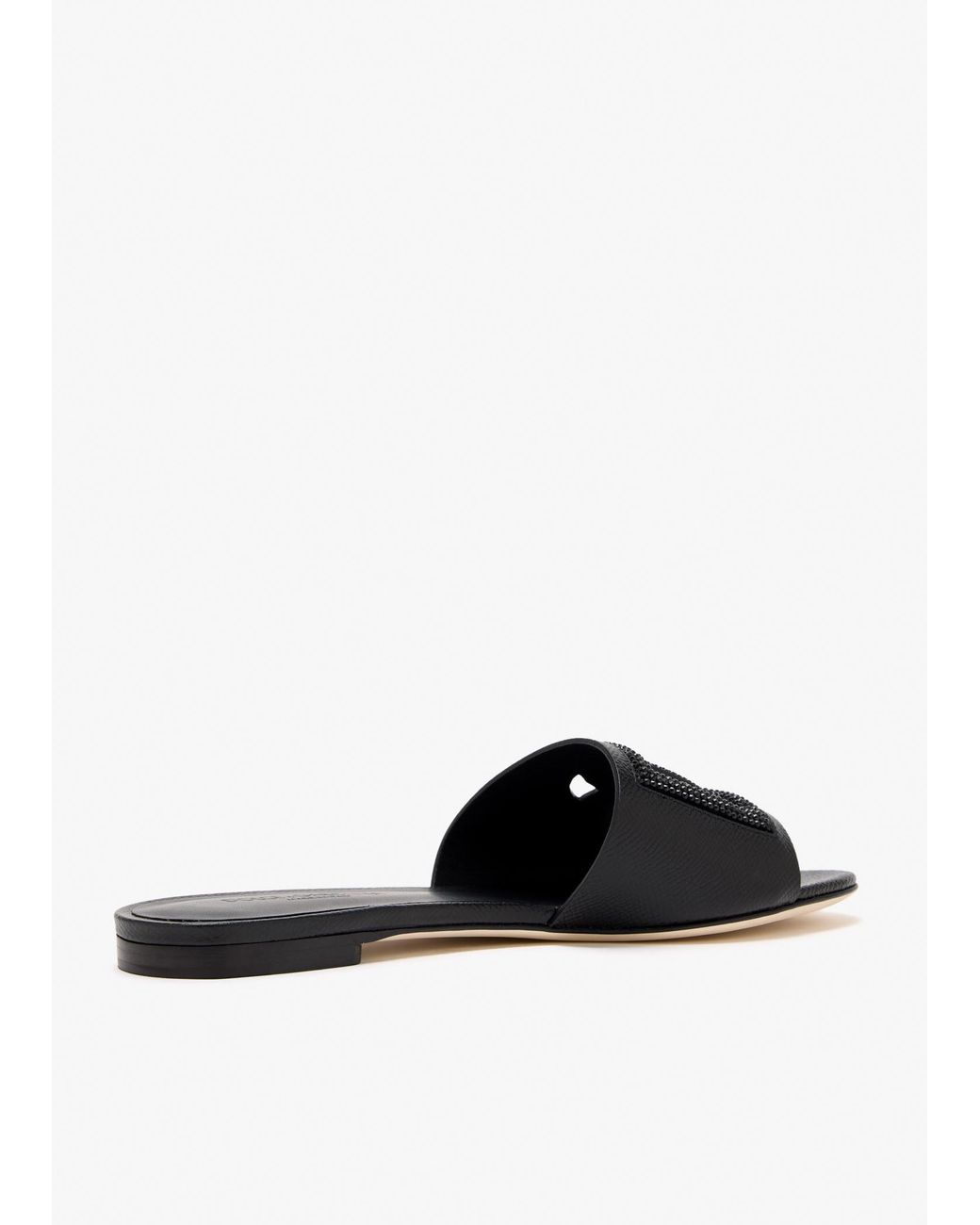 Dolce & Gabbana Black Logo Embellished Slides