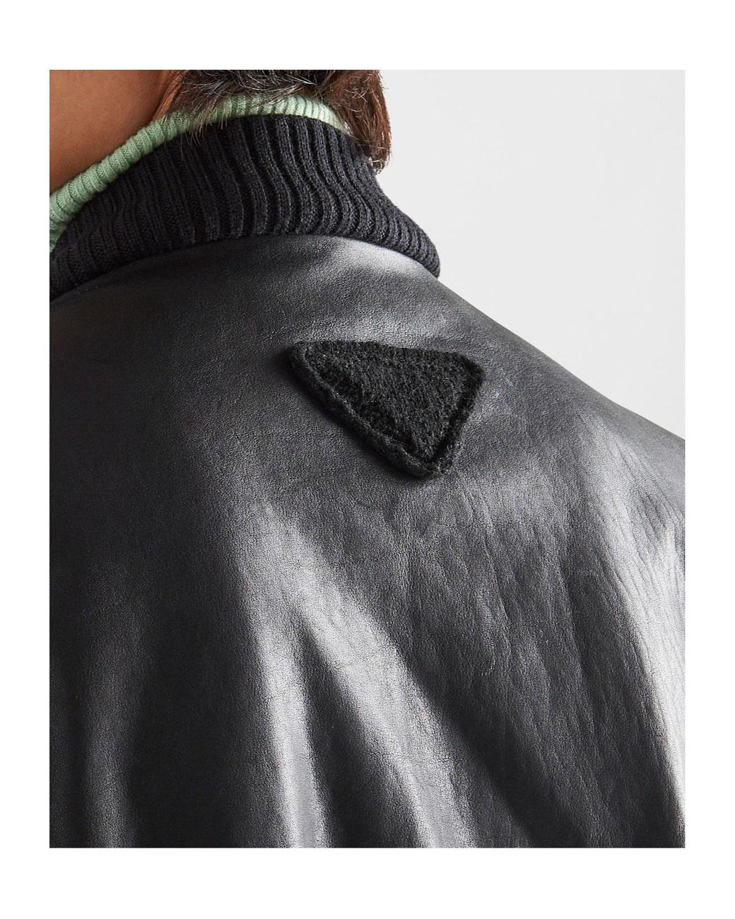 Prada Black Long-Sleeved Zipped Leather Bomber Jacket for men