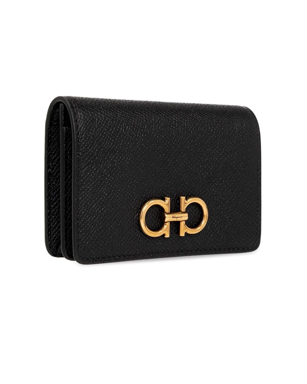 Ferragamo Black Ferragamo Gancini Plaque Card Holder
