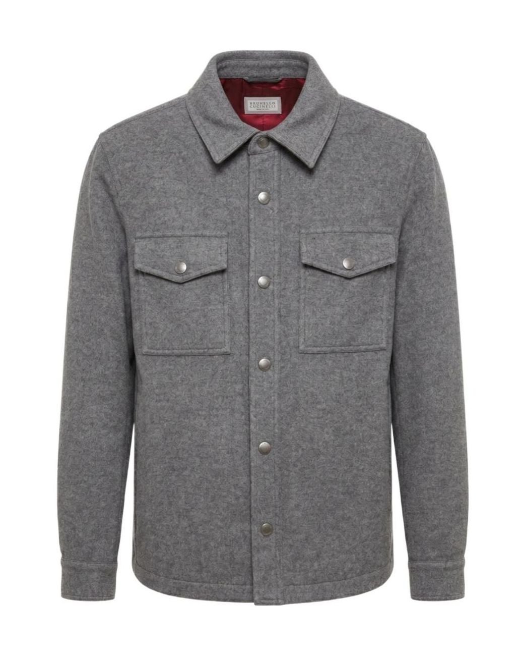 Brunello Cucinelli Gray Cashmere Shirt Jacket for men