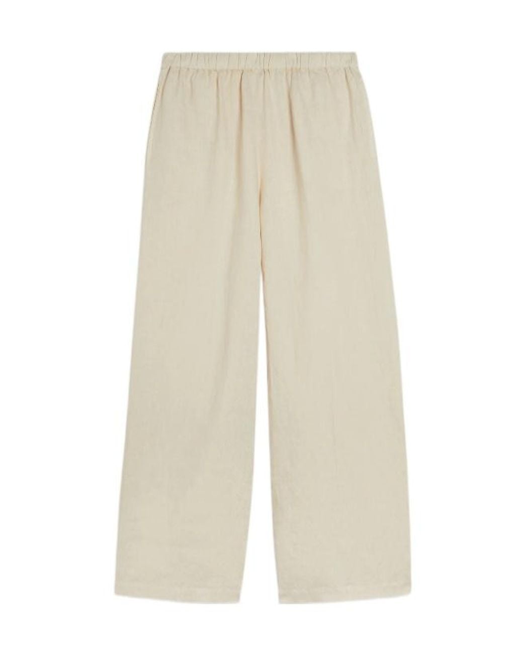 Aspesi White Elasticated Linen Trousers
