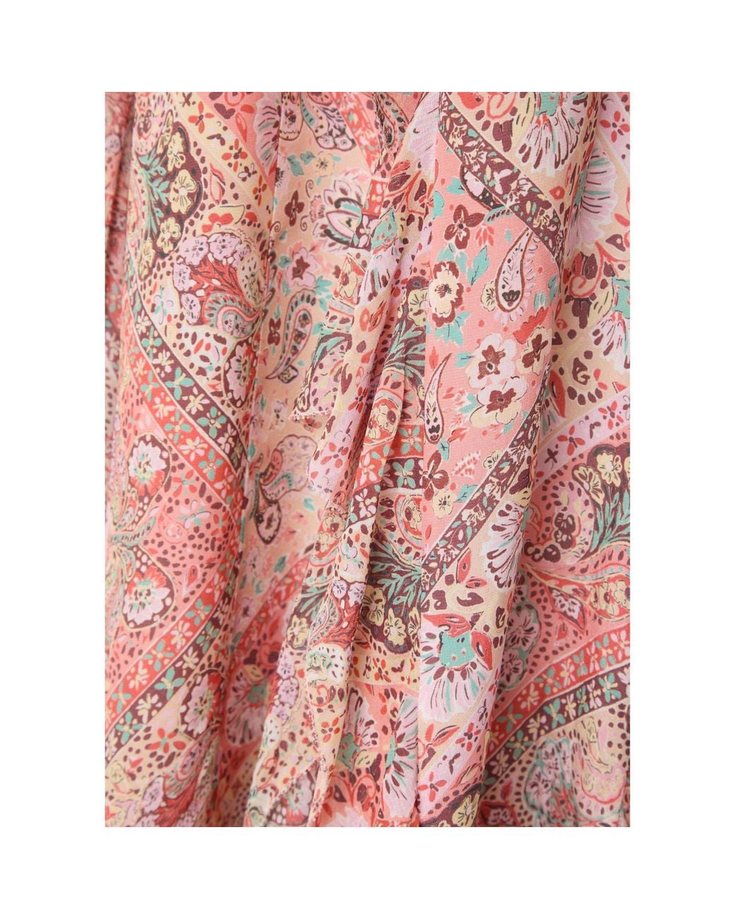 Rixo Pink Printed V-Neck Chiffon Dress