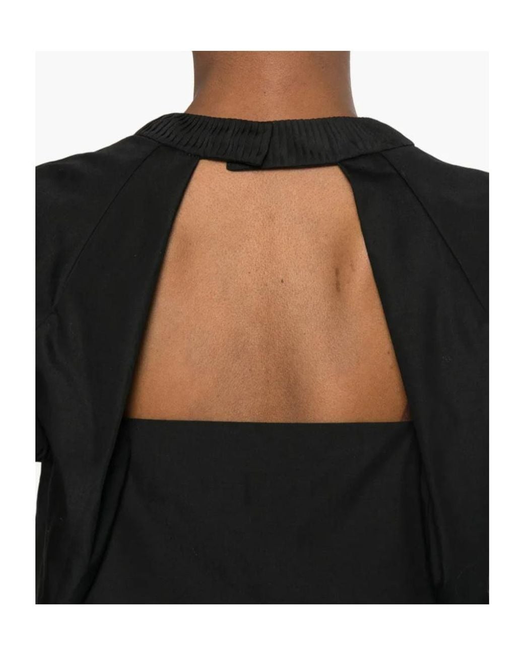 Sacai Black Poplin Open-Back Top