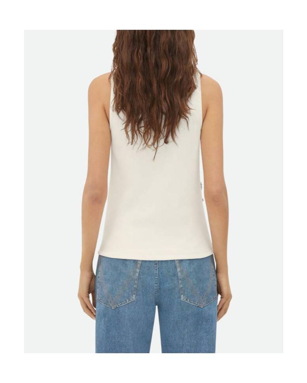 Bottega Veneta Blue Floral Motif Embroidered Tank Top