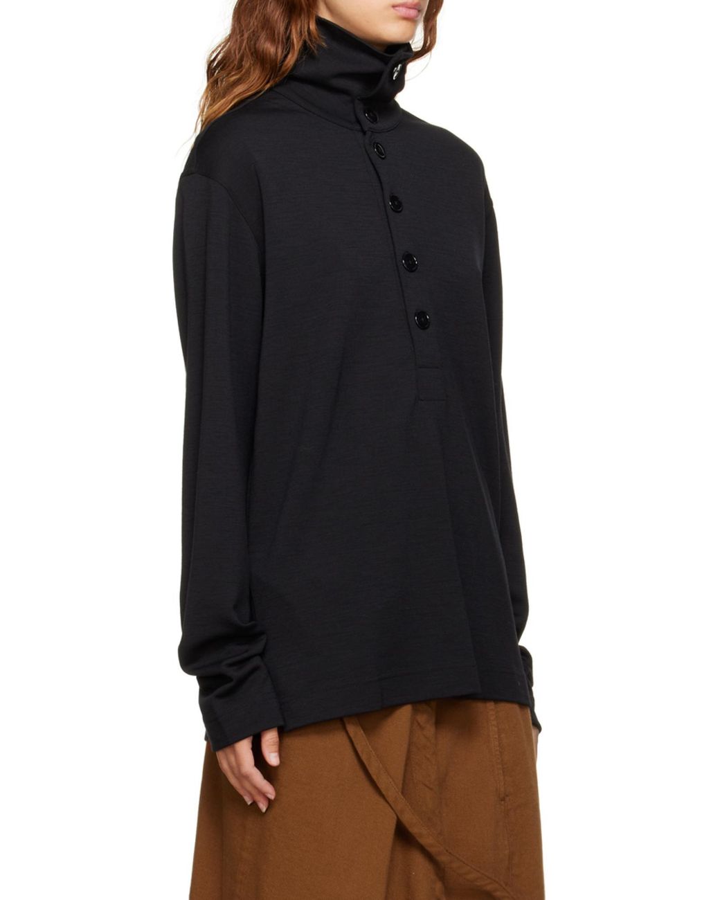 Lemaire Black Buckle Turtleneck Sweater for men