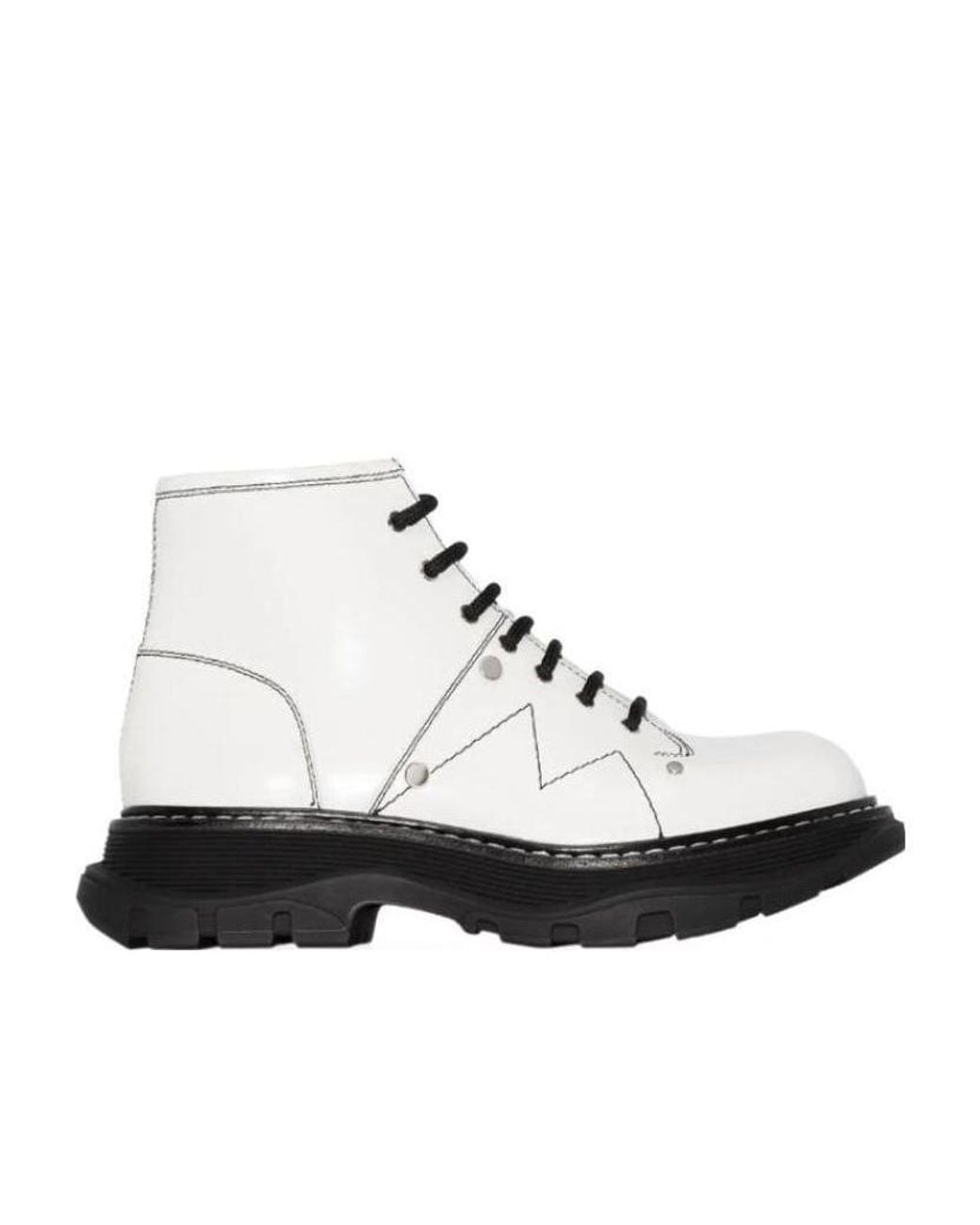 McQueen White Tread Lace-Up Boots