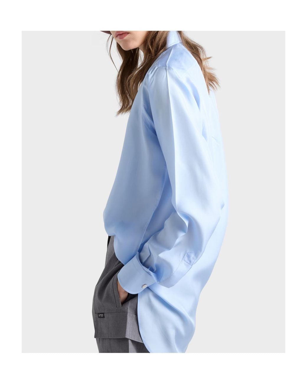 Prada Blue Silk Poplin Shirt