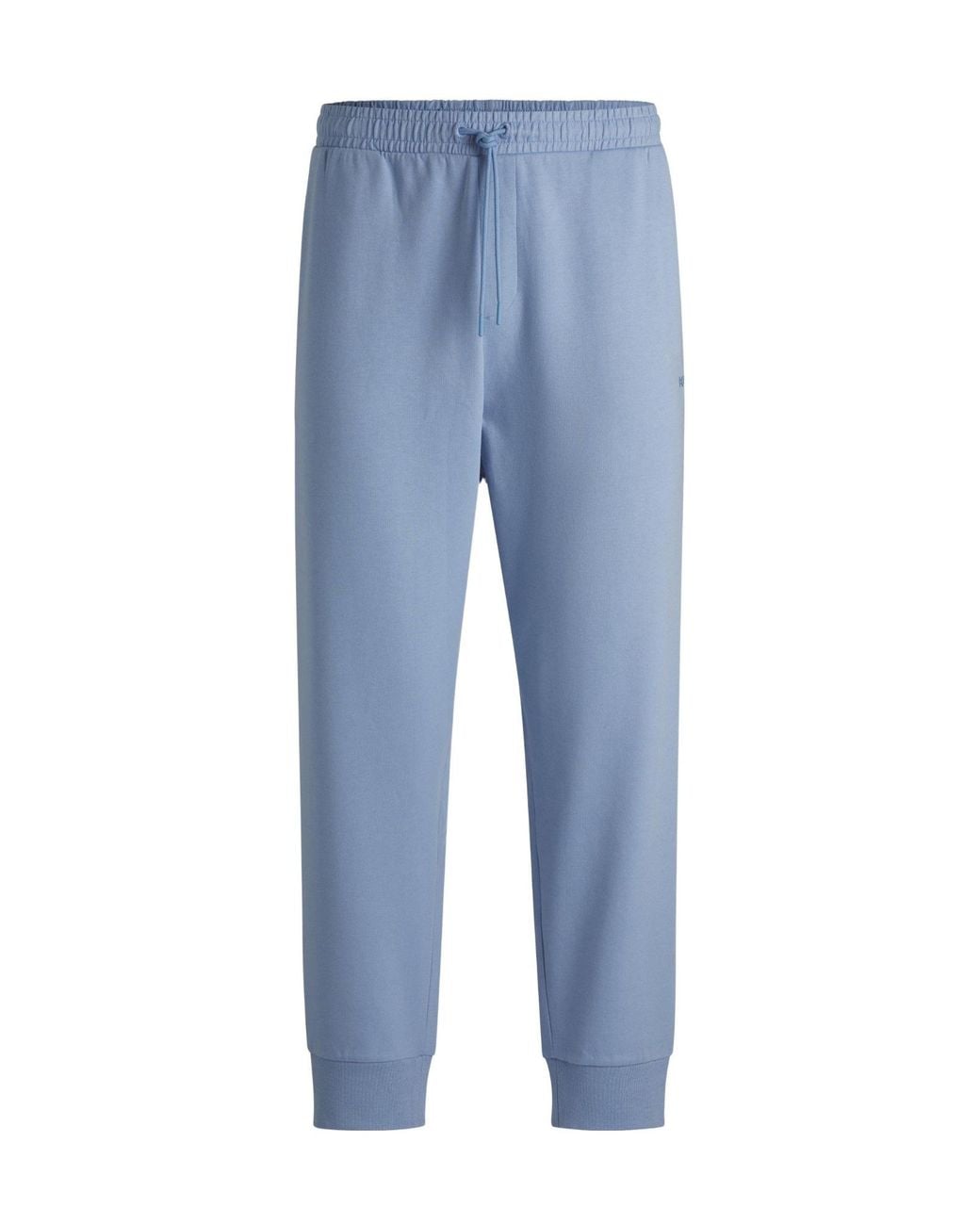 Boss Blue Solid Color Curved Joggers for men