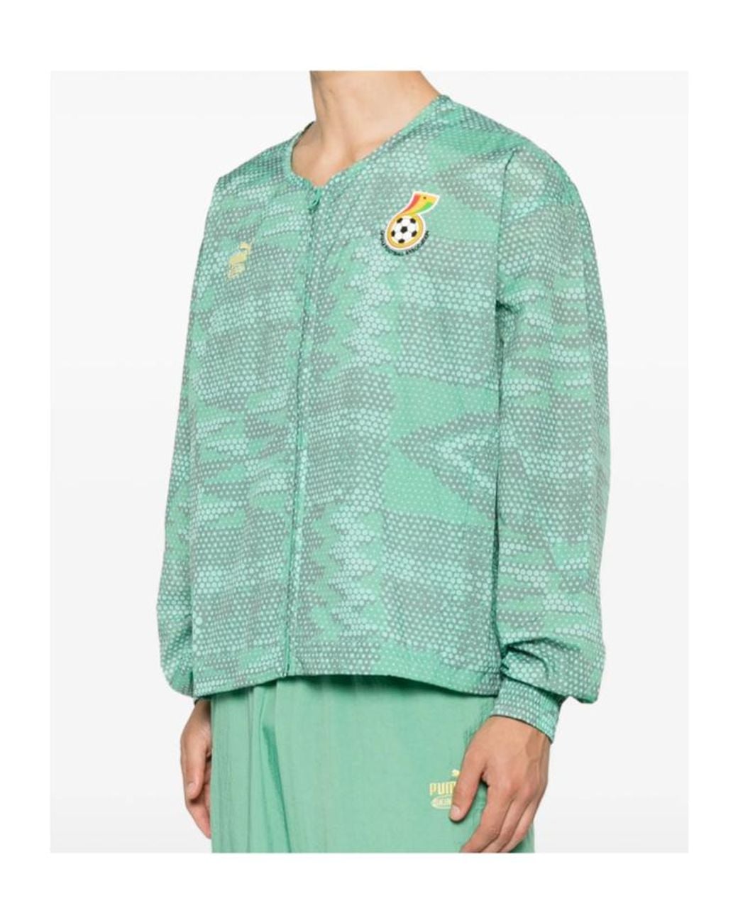 PUMA Green Patterned Zip-Up Jacket for men