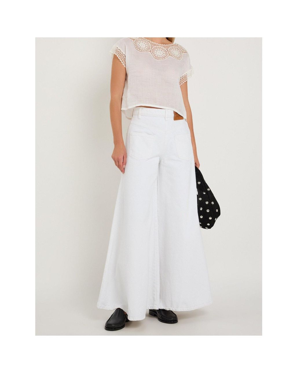 Nili Lotan White Cut-Out Embroidered Top