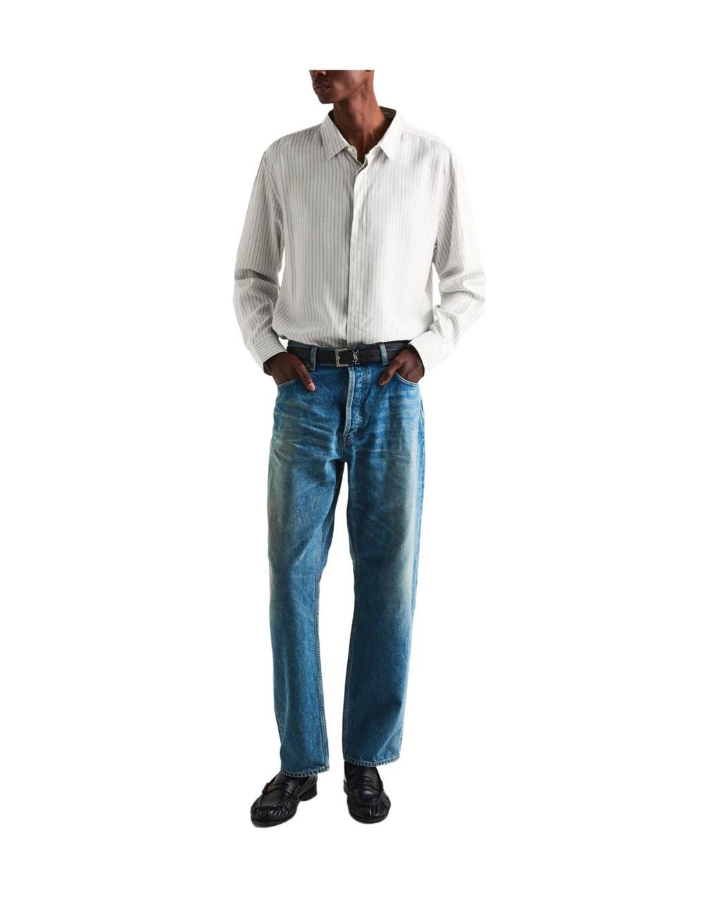 Saint Laurent White Long Sleeve Patterned Shirt for men
