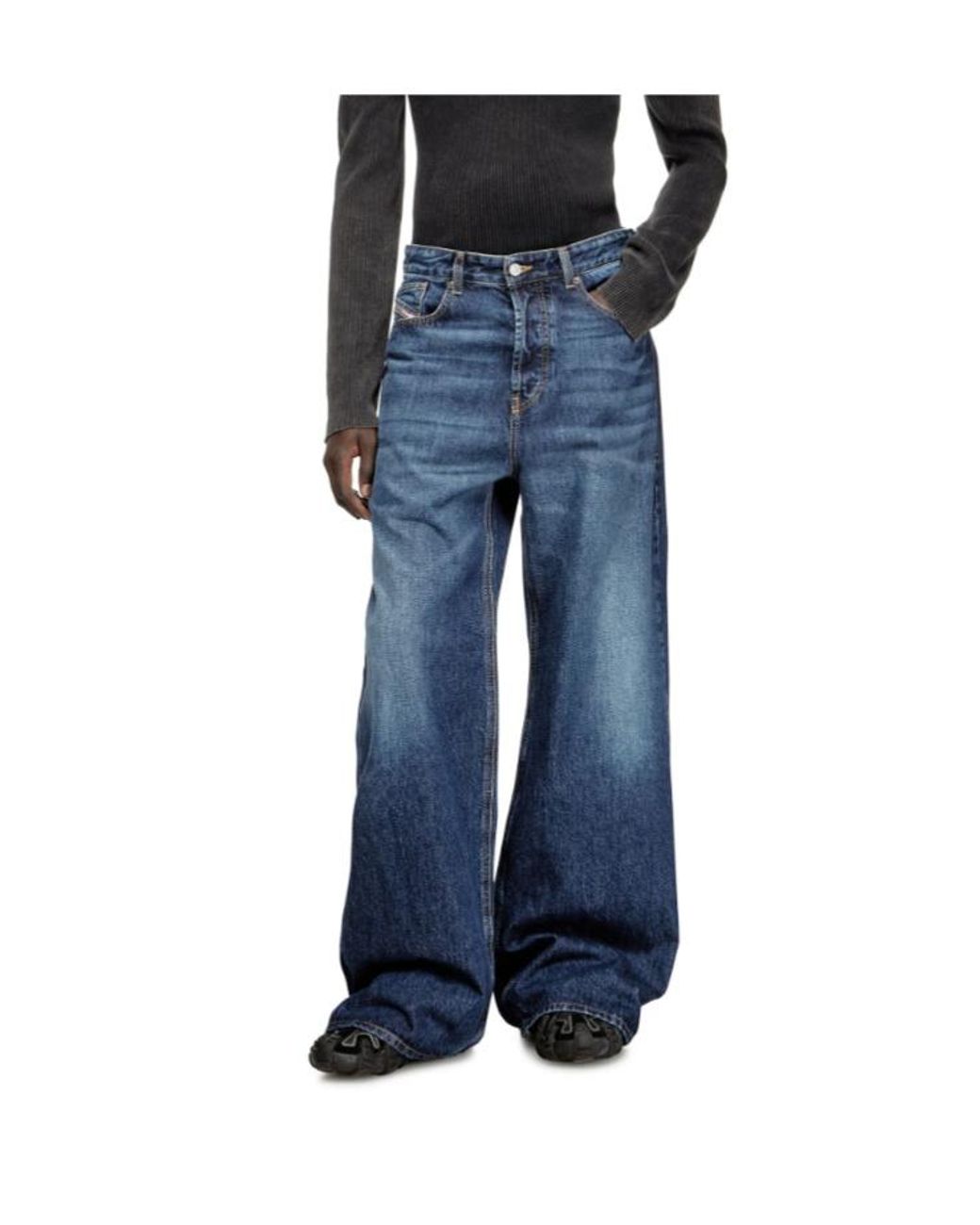 DIESEL Blue D-Rise Wide Leg Jeans for men