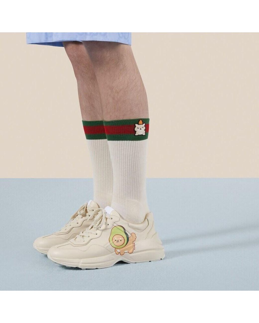 Gucci White Animal Decorated Socks for men