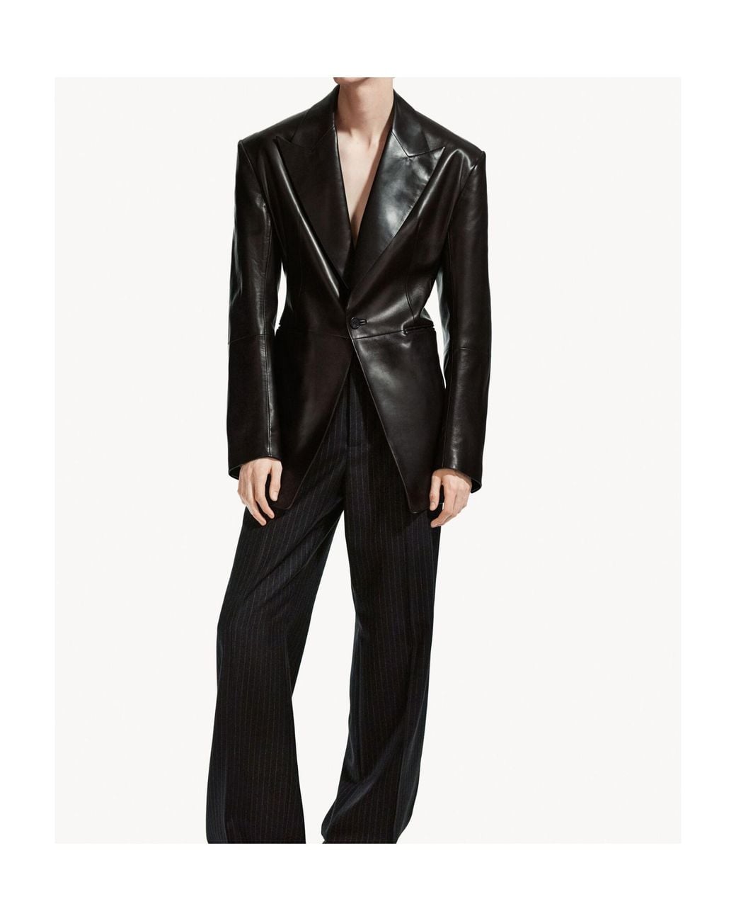 Saint Laurent Brown Peak-Lapel Single-Breasted Jacket for men