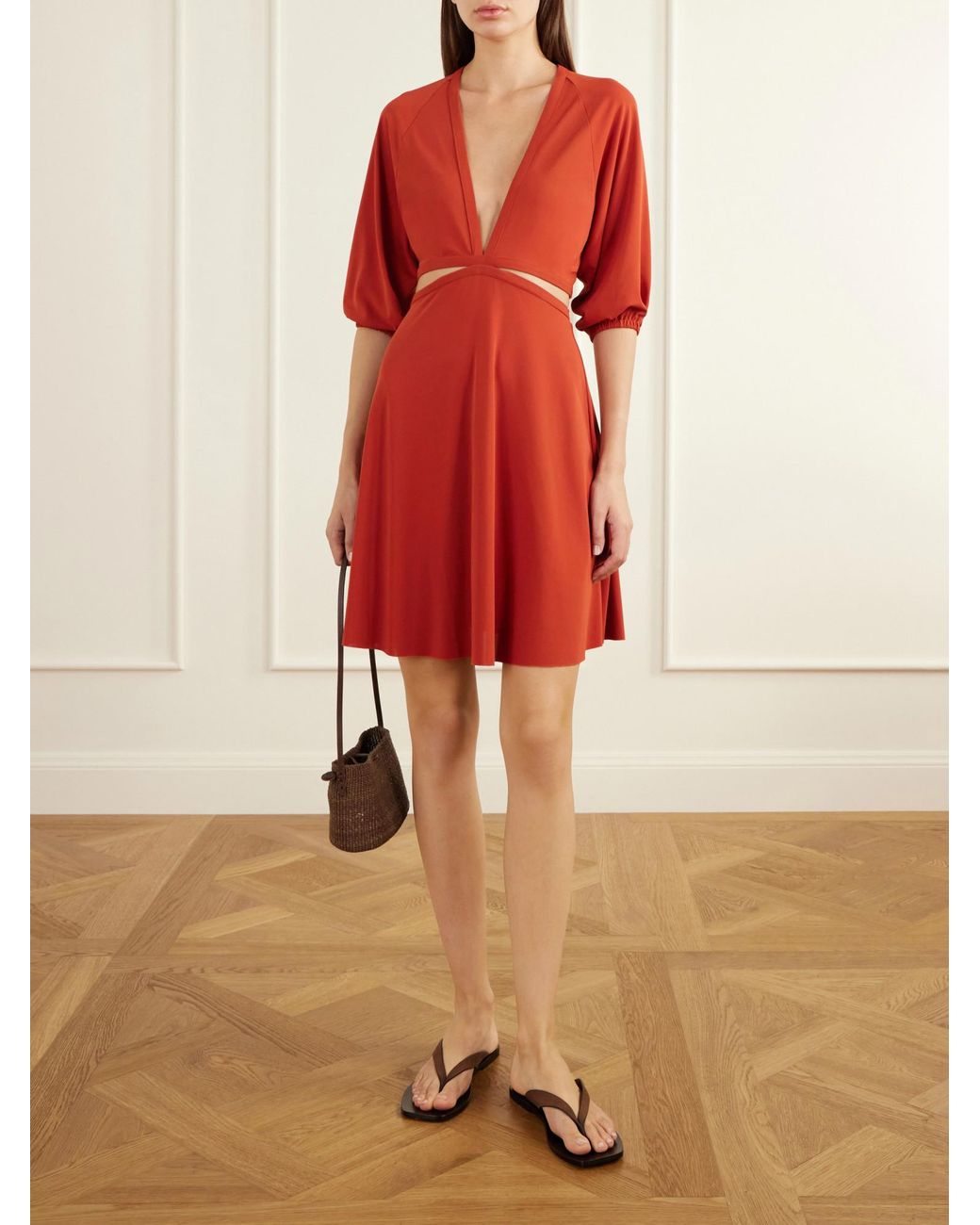 Eres Red Cut-Out Stretch-Jersey Mini Dress