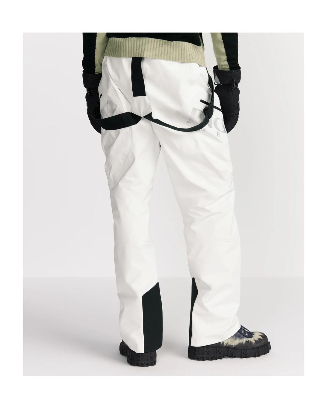 Dior White And Descente Ski Pants With Suspenders for men