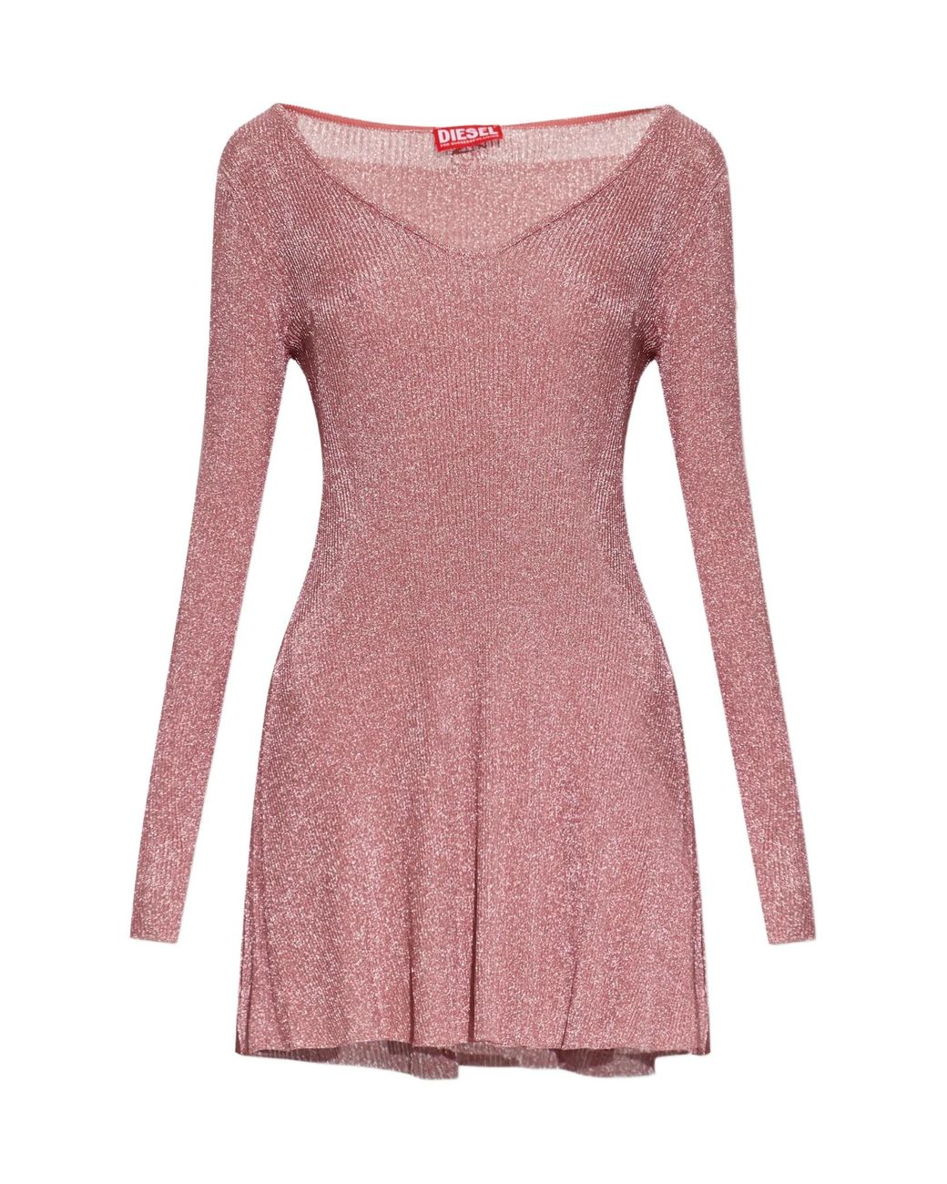 DIESEL Pink Dalila Metallic Knitted Dress