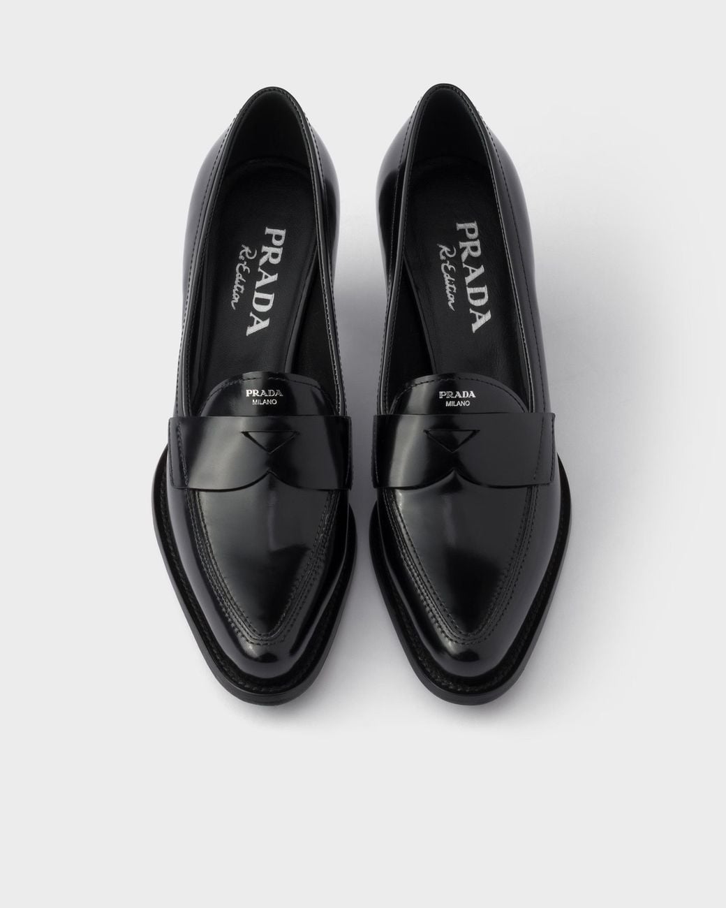 Prada Black Brushed Leather Loafers