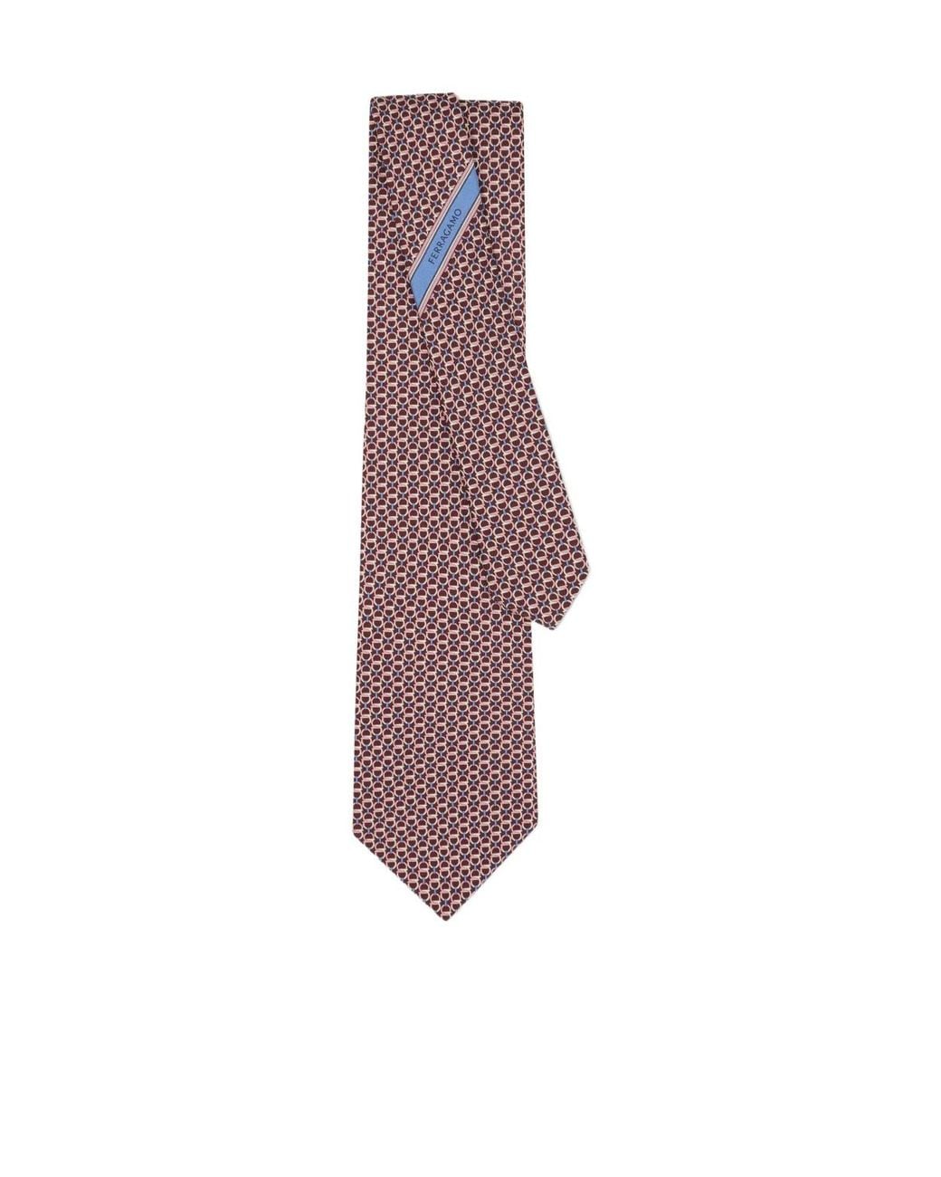 Ferragamo Purple Gancini Links Print Silk Tie for men