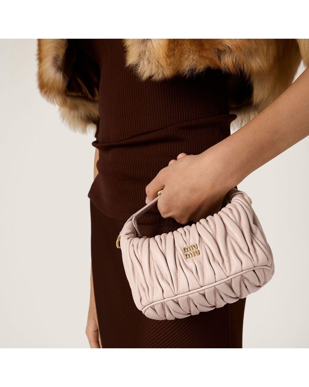 Miu Miu Pink Matelassé Zipped Pouch