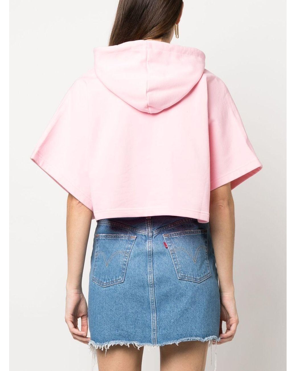 Chiara Ferragni Pink Short-Sleeved Drawstring Hoodie