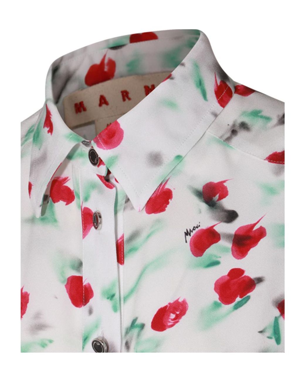 Marni White Floral Printed Midi Dress