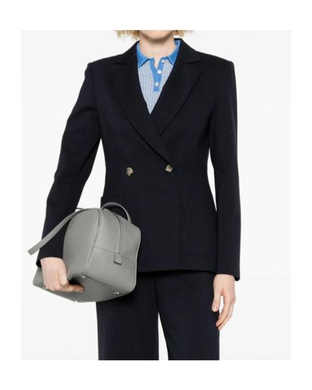 Harris Wharf London Blue Notched-Lapel Double-Breasted Blazer