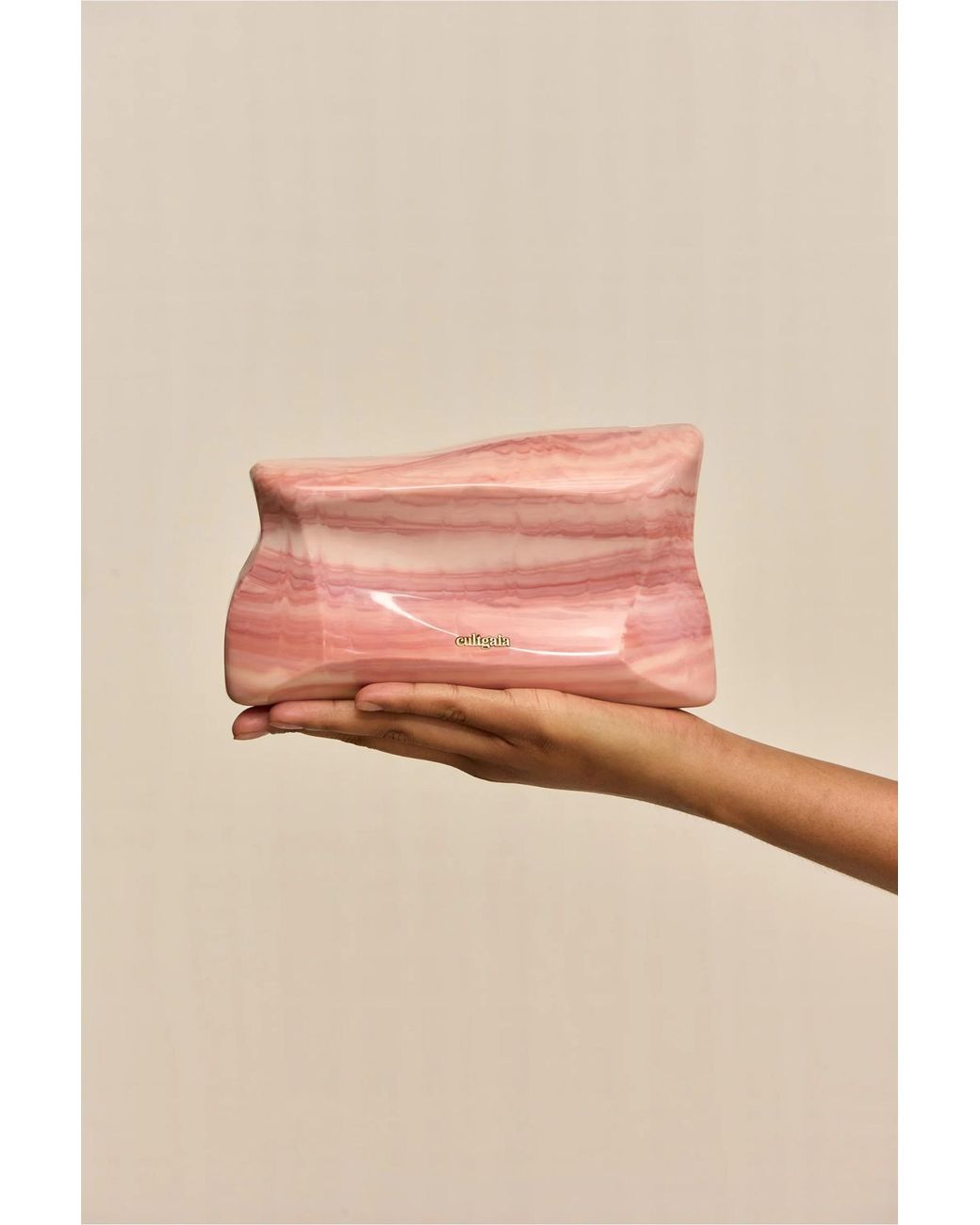 Cult Gaia Pink Malaya Logo Lettering Clutch Bag