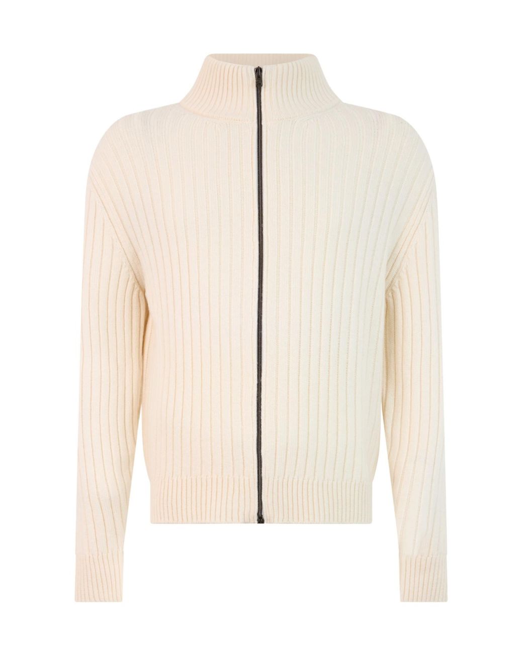 Herno Natural Ribbed Zip-Up Cardigan for men