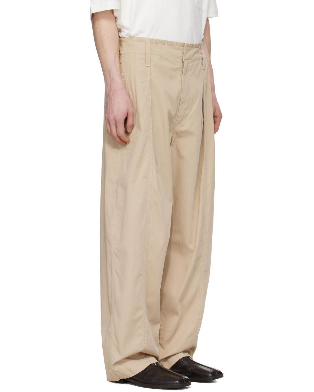 Lemaire White Pleated Palazzo Pants for men
